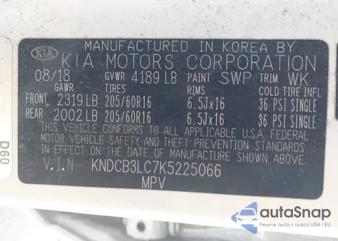 2019 Kia Niro Lx из США, поврежденный, VIN KNDCB3LC7K5225066